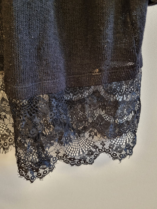 Cardigan med blonder - M