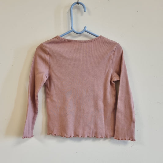 Rosa ribbet trøye/ H&M - 98/104