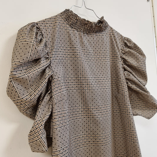 Rutete kjole med puffermer / Zara - XS