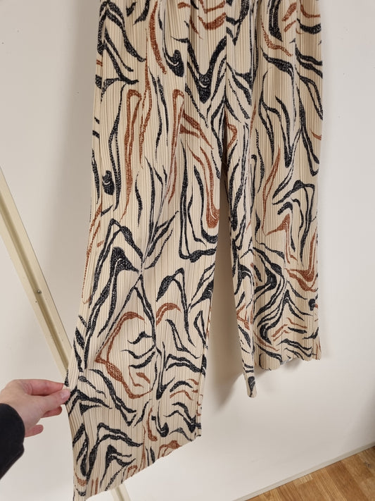 Beige mønstret plissébukse - XS