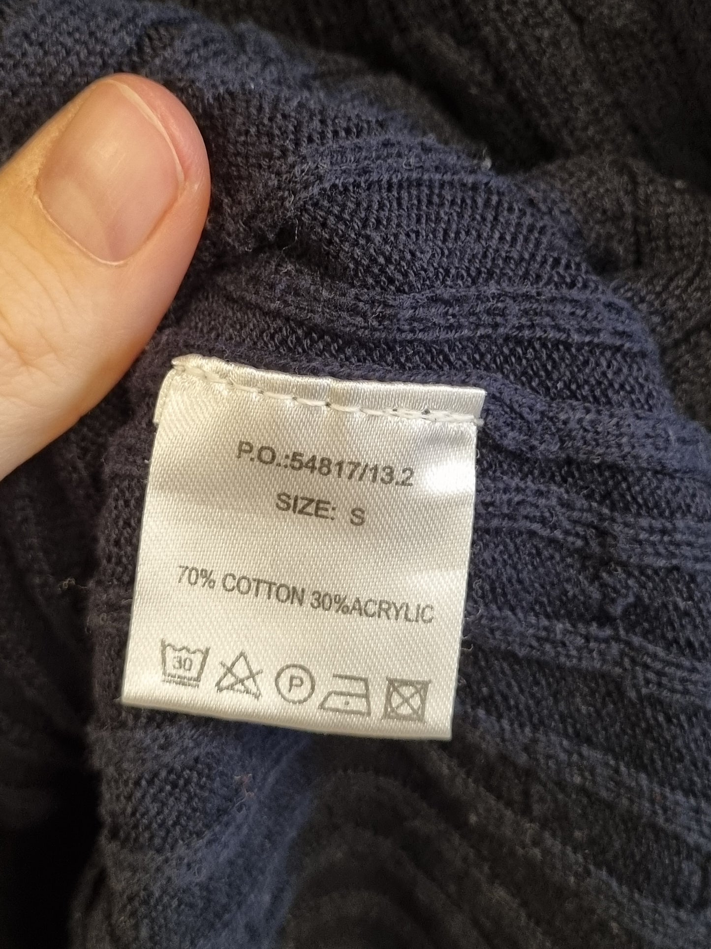 Marineblå kabelstrikket cardigan - S