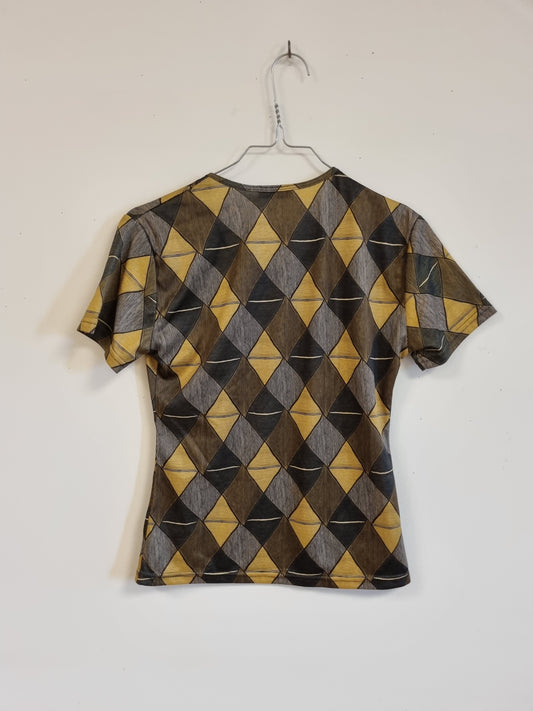 Vintage mønstret topp / Arc en Ciel – ca. S/M