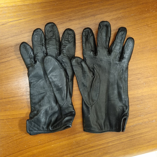 Vintage militærhansker i skinn med ullfôr - M