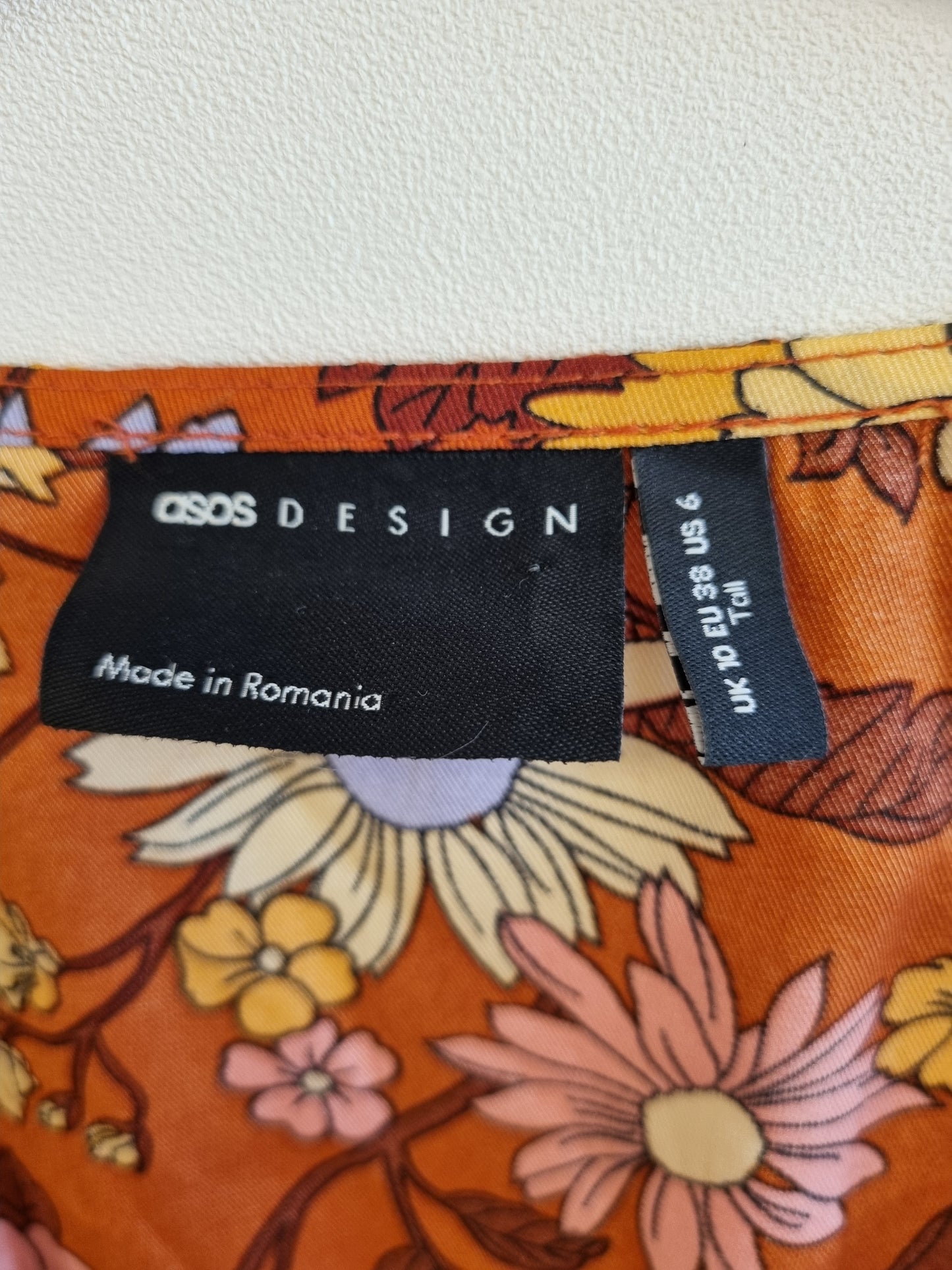ASOS DESIGN Tall sateng maxikjole - 70-talls floral - str. 38