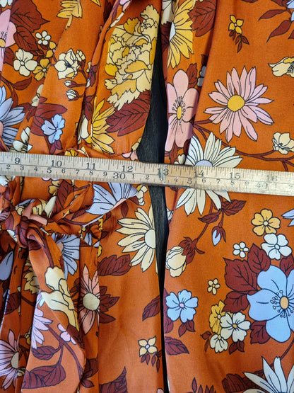ASOS DESIGN Tall sateng maxikjole - 70-talls floral - str. 38