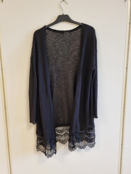 Cardigan med blonder - M