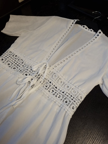 Hvit boho kjole - S/M