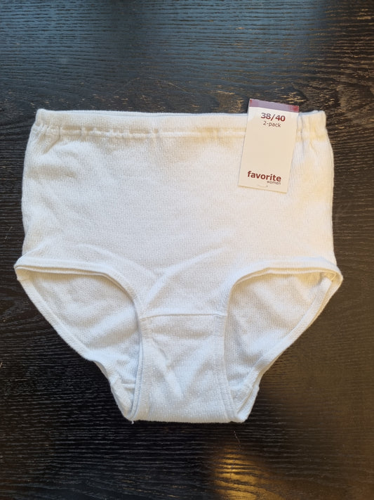 NY! 2pk hvite truser - M