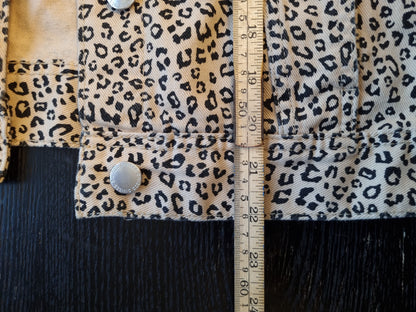 Leopardmønstret denimjakke - L