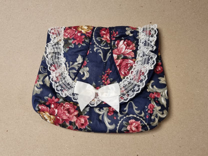 Vintage toalettveske fra 1980-tallet – blomsterprint med blonder