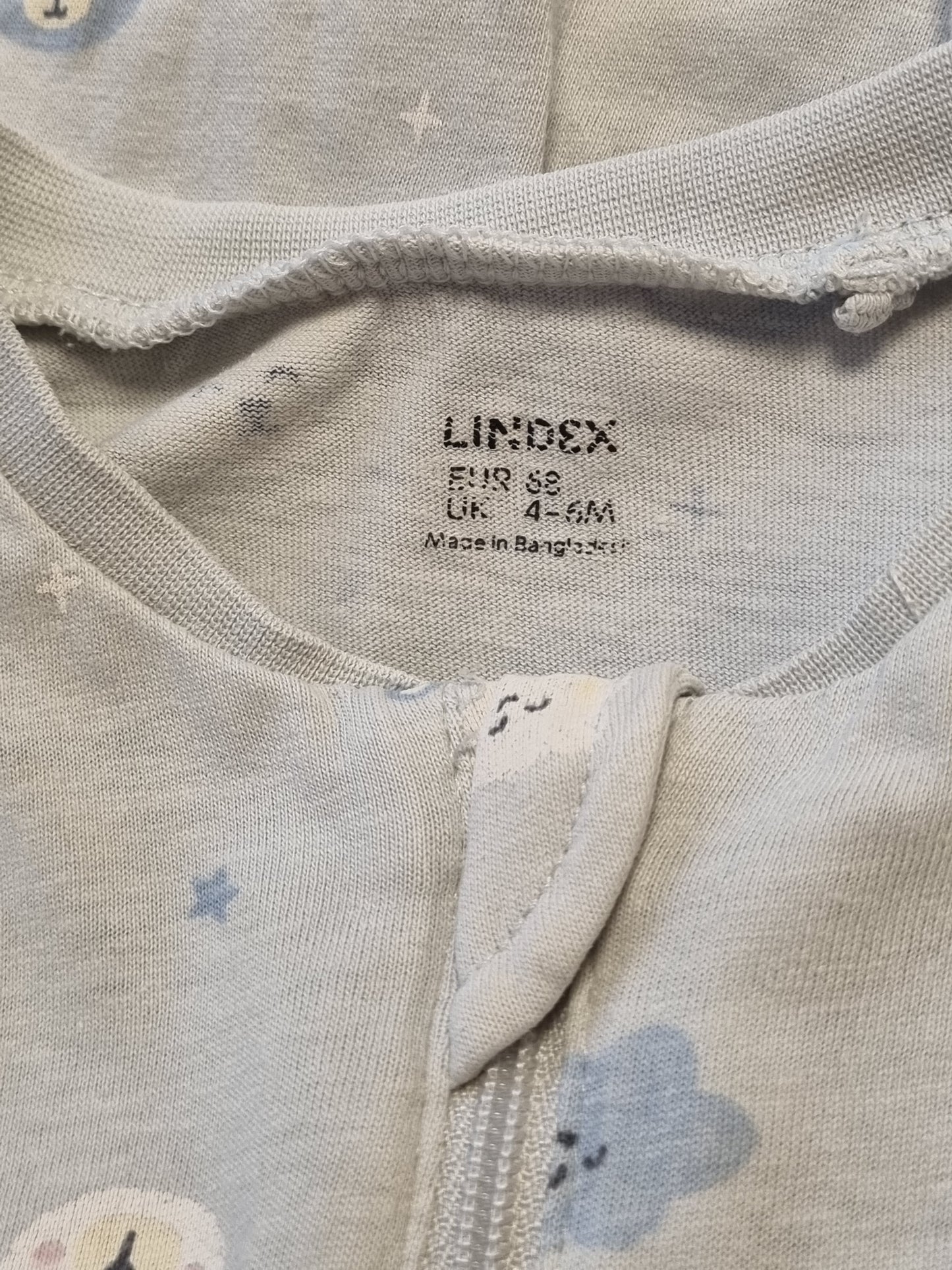 Lyseblå pysjamas med bamserumpe / Lindex - 68