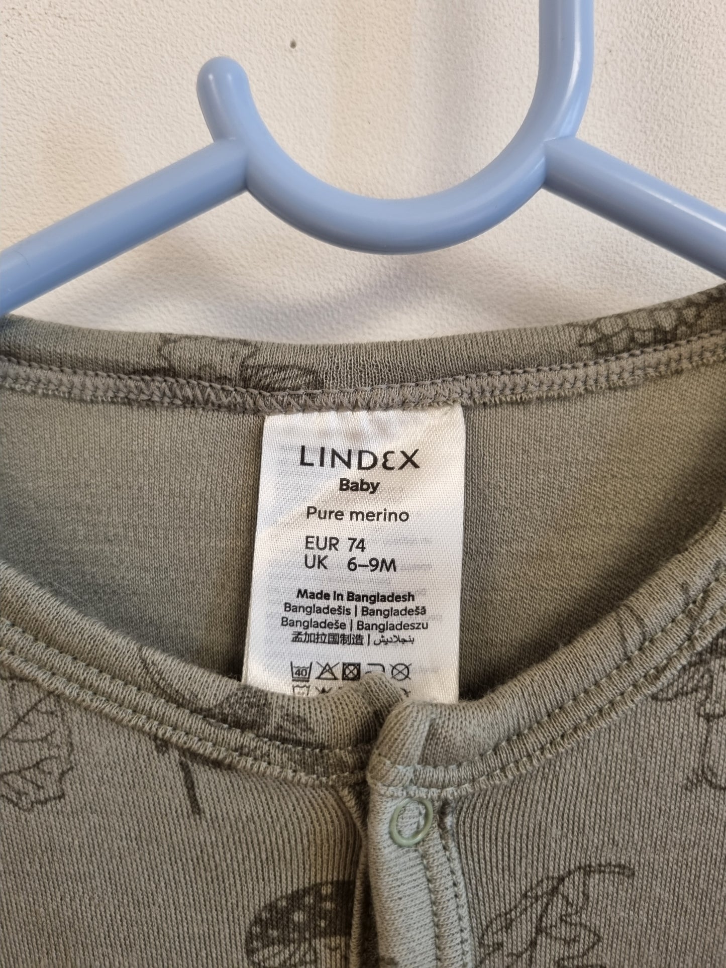 Grønn ullpysjamas med naturmønster / Lindex - 74