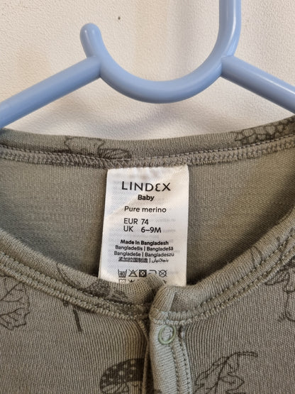 Grønn ullpysjamas med naturmønster / Lindex - 74