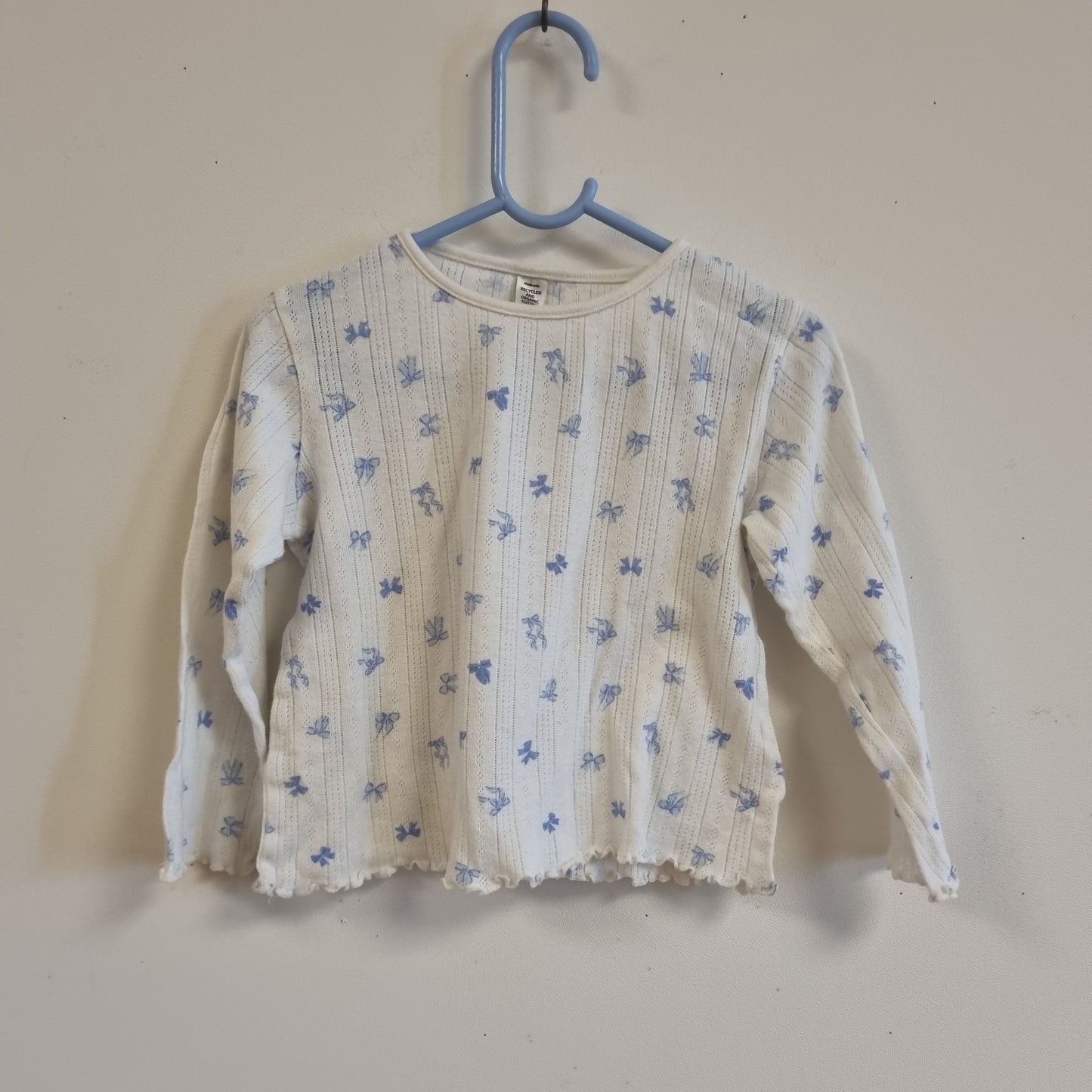 Hvitt sett med blå sløyfer / Lindex - 98/104