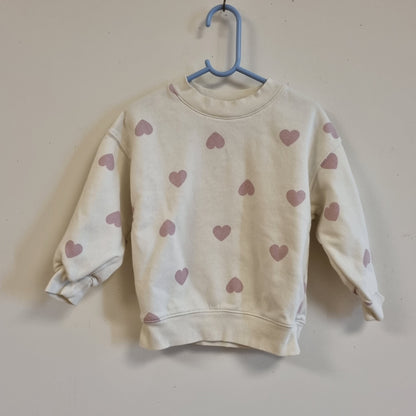 Hvit genser med hjerter / H&M - 98/104