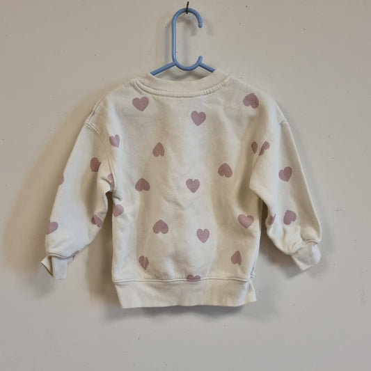 Hvit genser med hjerter / H&M - 98/104