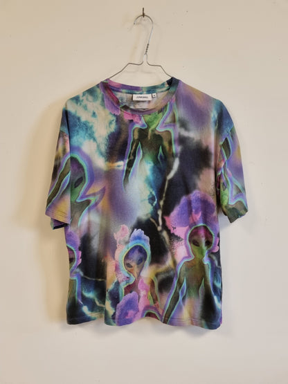 Fargerik t-skjorte med aliens / Junkyard - XS