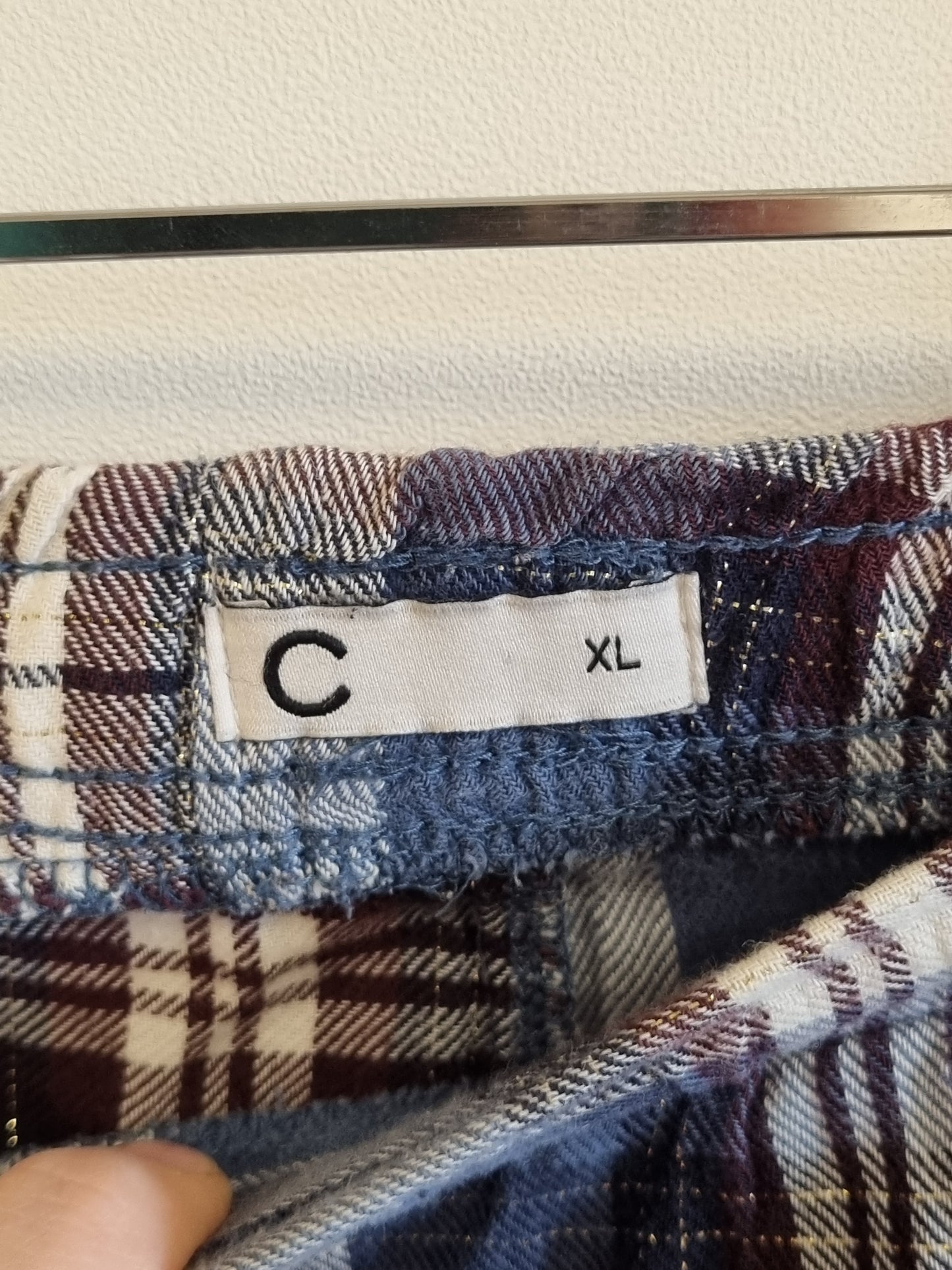 Rutete pysjamasbukse / 100% bomull - XL