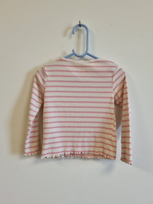 Rosa stripet trøye - 98