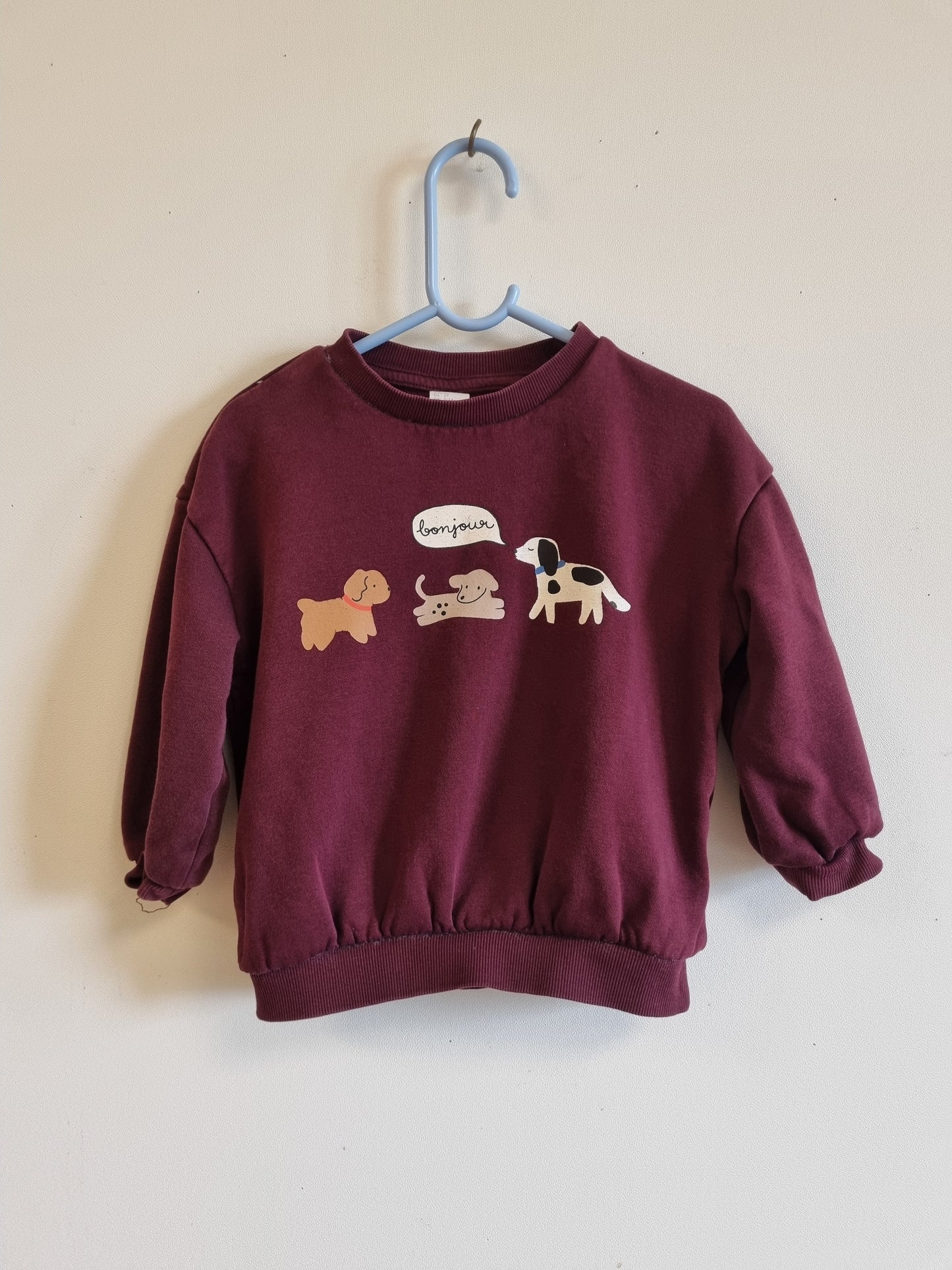 Burgunder genser med hunder / H&M - 98