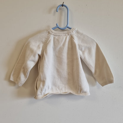 Hvit strikkegenser med bamse / H&M - 74