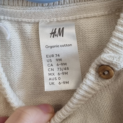 Hvit strikkegenser med bamse / H&M - 74