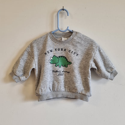 Grå genser med dinosaur / H&M - 68