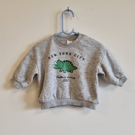 Grå genser med dinosaur / H&M - 68