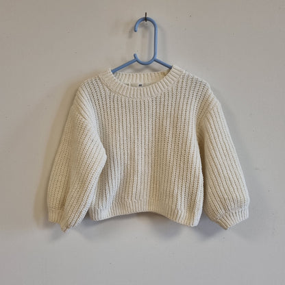 Kremhvit myk strikkegenser - 98/104