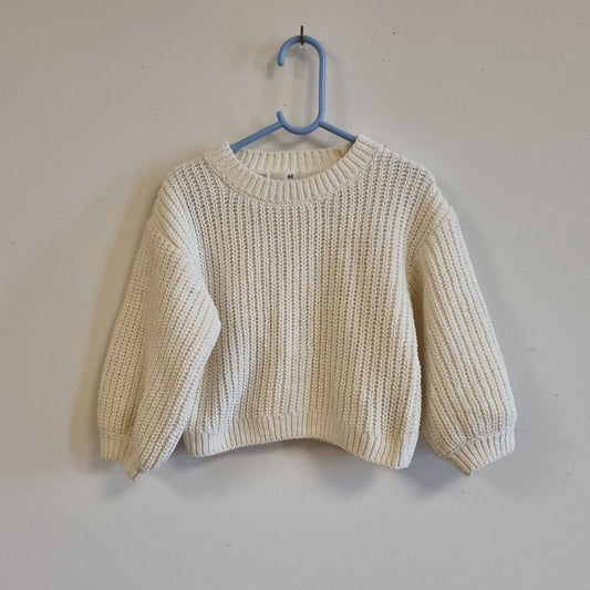 Kremhvit myk strikkegenser - 98/104