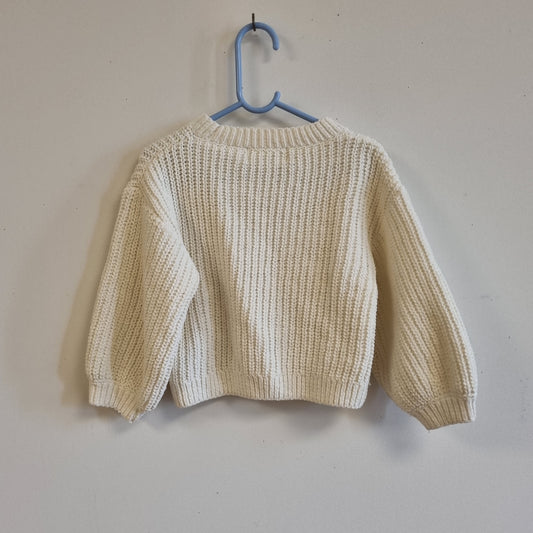 Kremhvit myk strikkegenser - 98/104