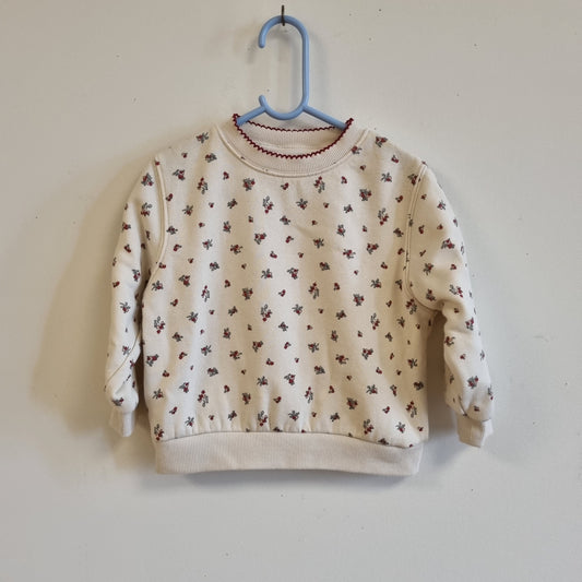 Kremhvit genser med blomster / H&M - 98/104