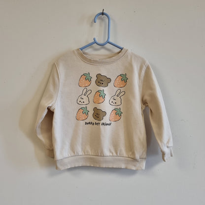 Kremhvit genser med jordbær / H&M - 98/104