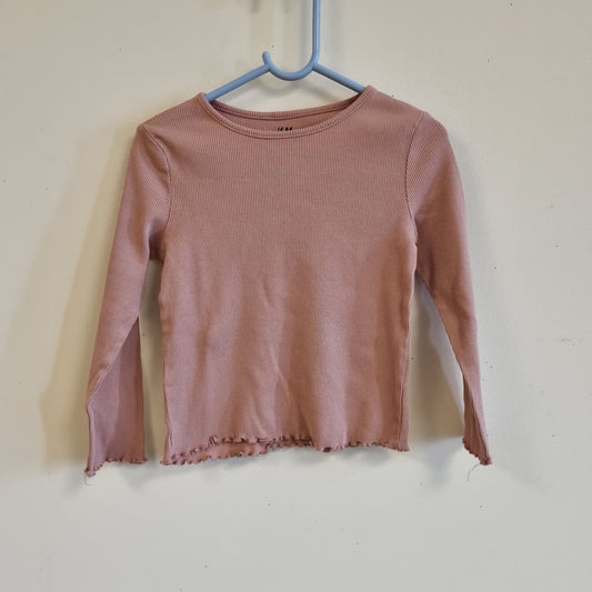 Rosa ribbet trøye/ H&M - 98/104