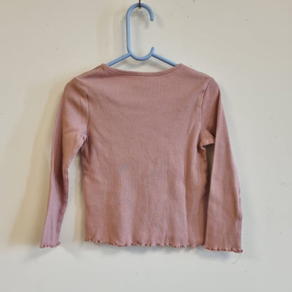 Rosa ribbet trøye/ H&M - 98/104