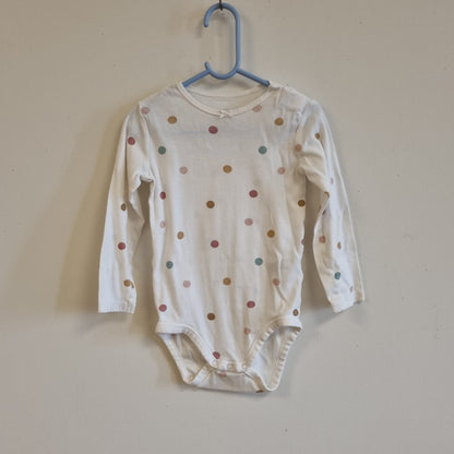 Hvit body med prikker / H&M - 98