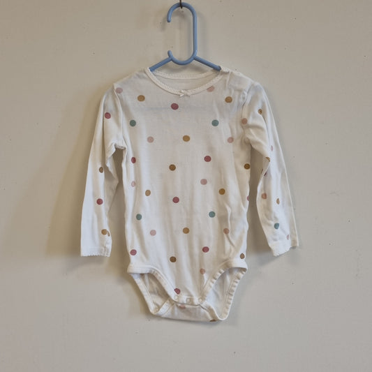Hvit body med prikker / H&M - 98