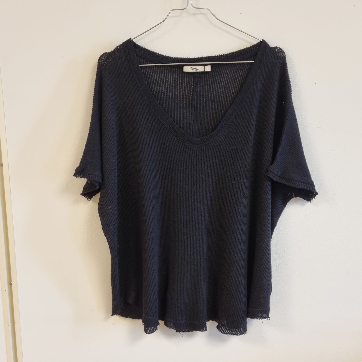 Svart strikket topp / 2bella - L