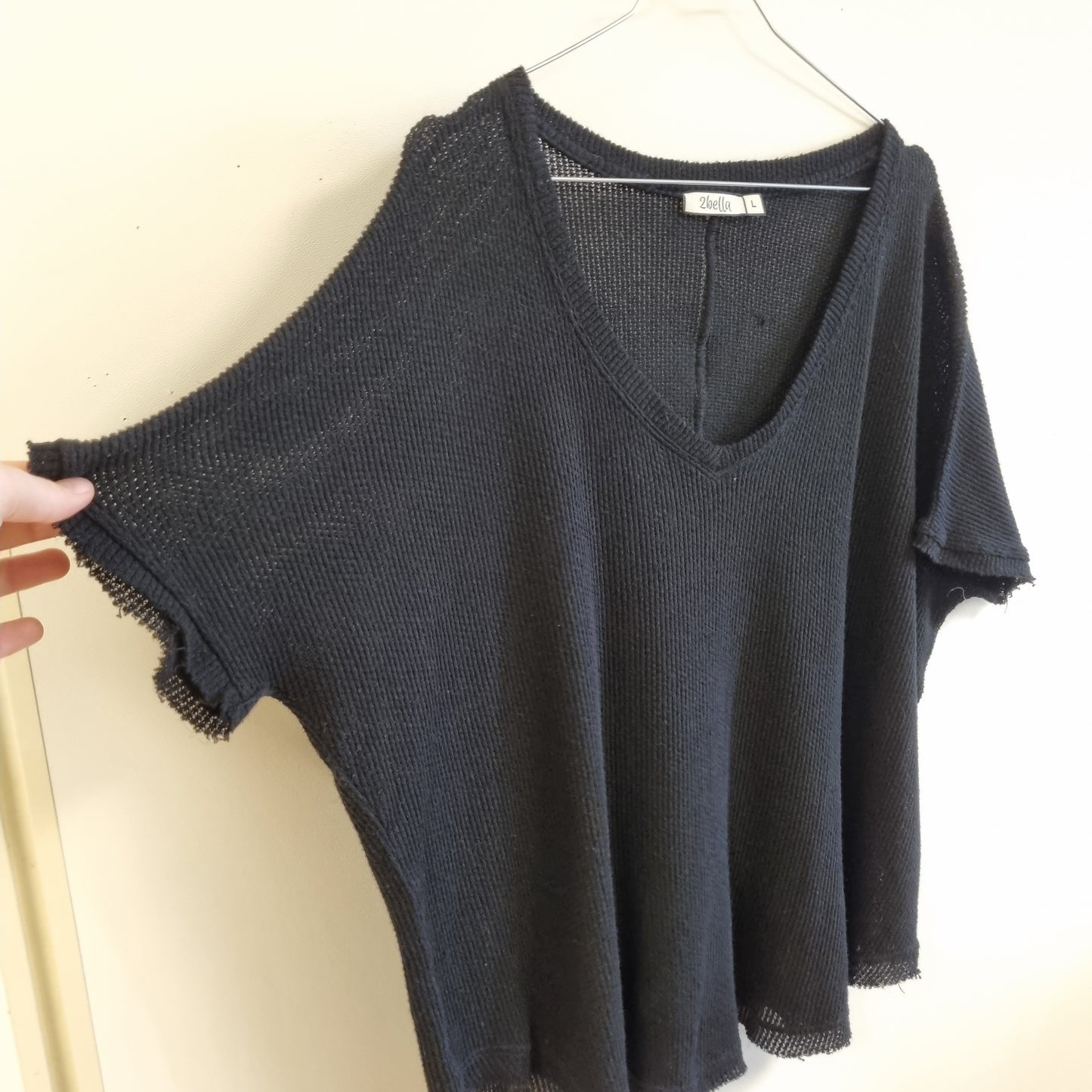 Svart strikket topp / 2bella - L