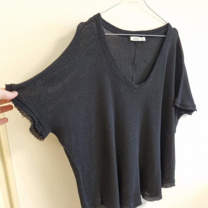 Svart strikket topp / 2bella - L