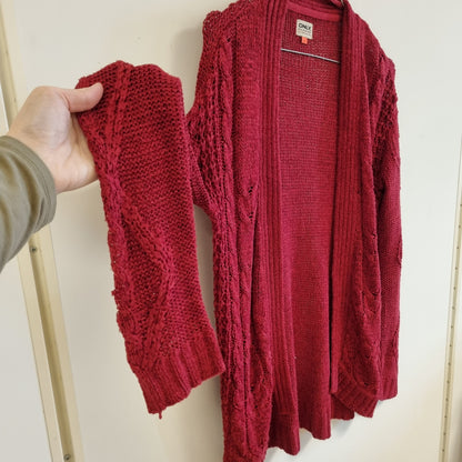 Rød strikket cardigan / ONLY Blue Behaviour - S