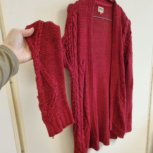 Rød strikket cardigan / ONLY Blue Behaviour - S