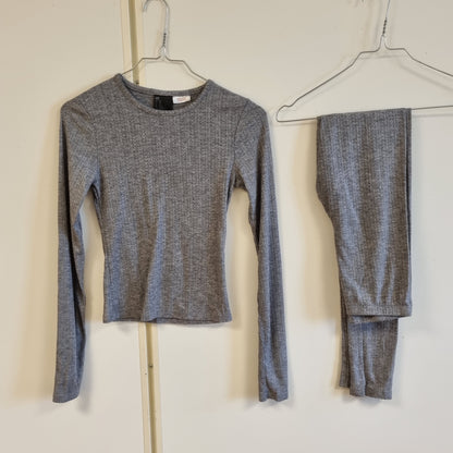 Grått ribbet loungesett / H&M - XXS