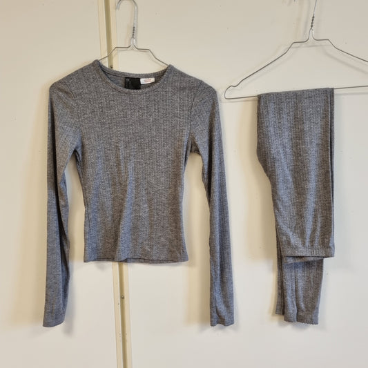 Grått ribbet loungesett / H&M - XXS