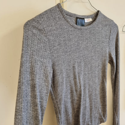 Grått ribbet loungesett / H&M - XXS