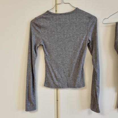 Grått ribbet loungesett / H&M - XXS