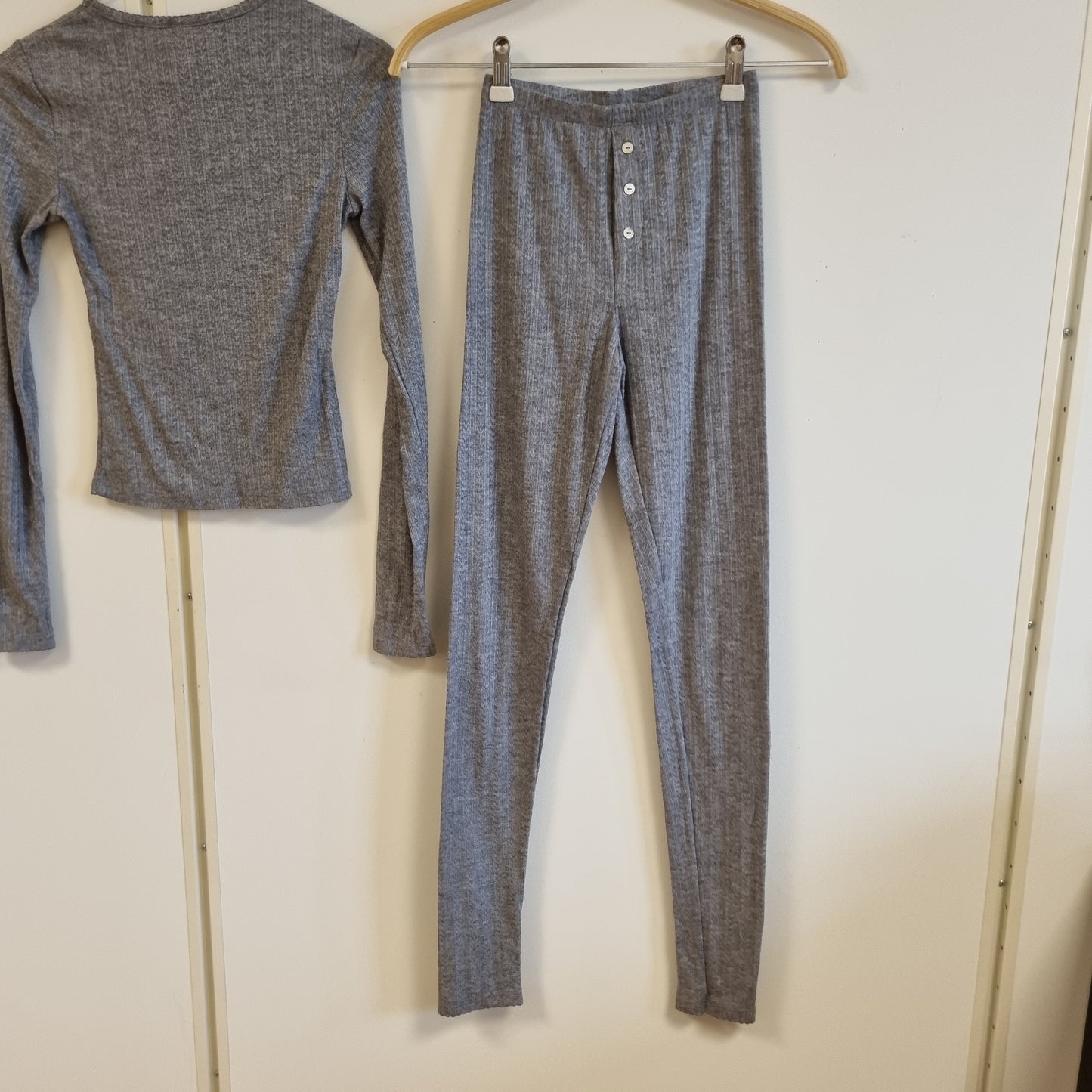 Grått ribbet loungesett / H&M - XXS