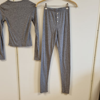 Grått ribbet loungesett / H&M - XXS