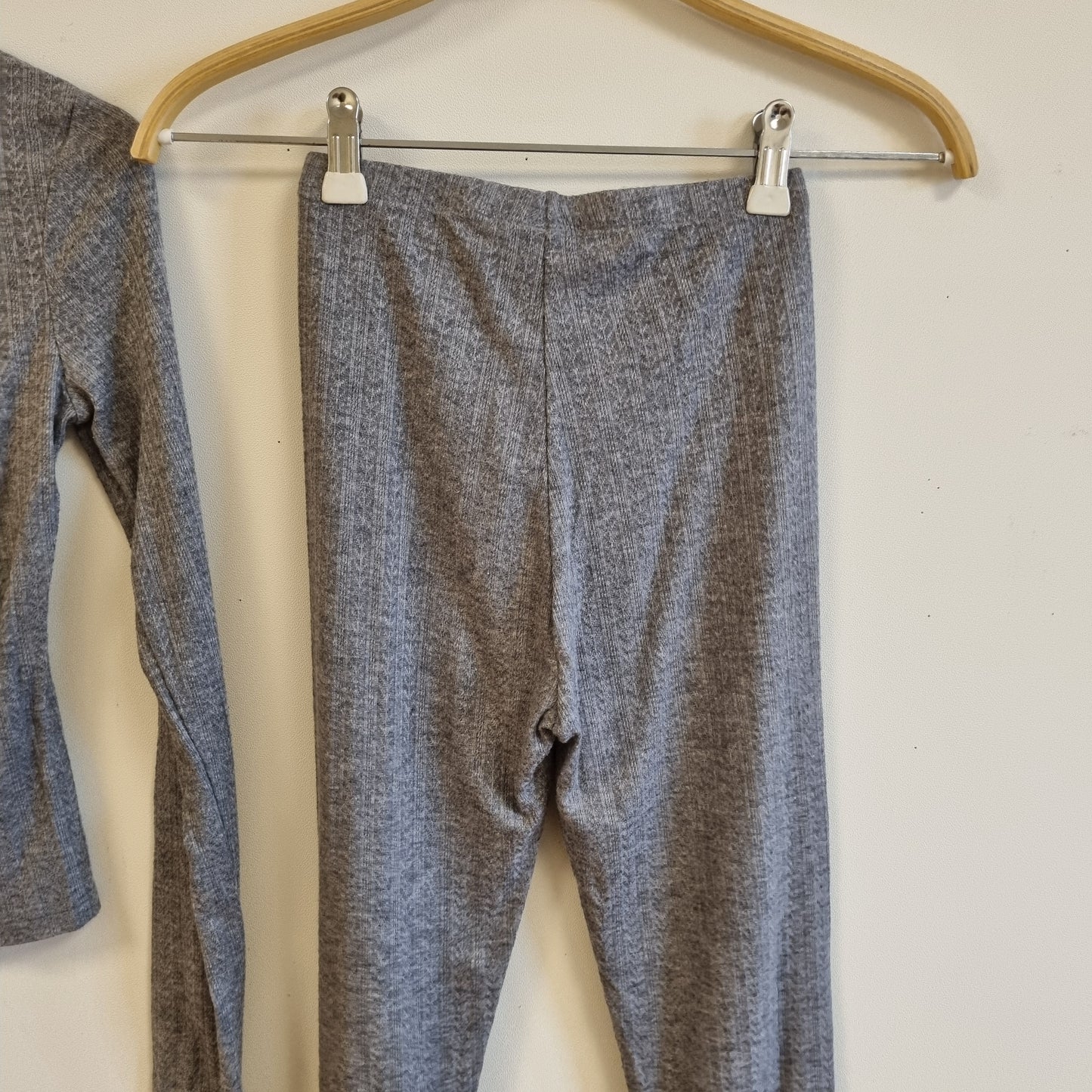 Grått ribbet loungesett / H&M - XXS