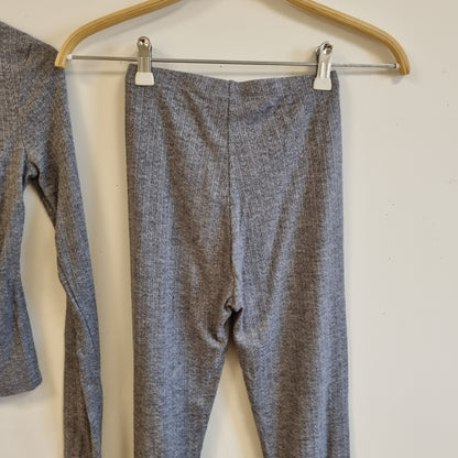 Grått ribbet loungesett / H&M - XXS